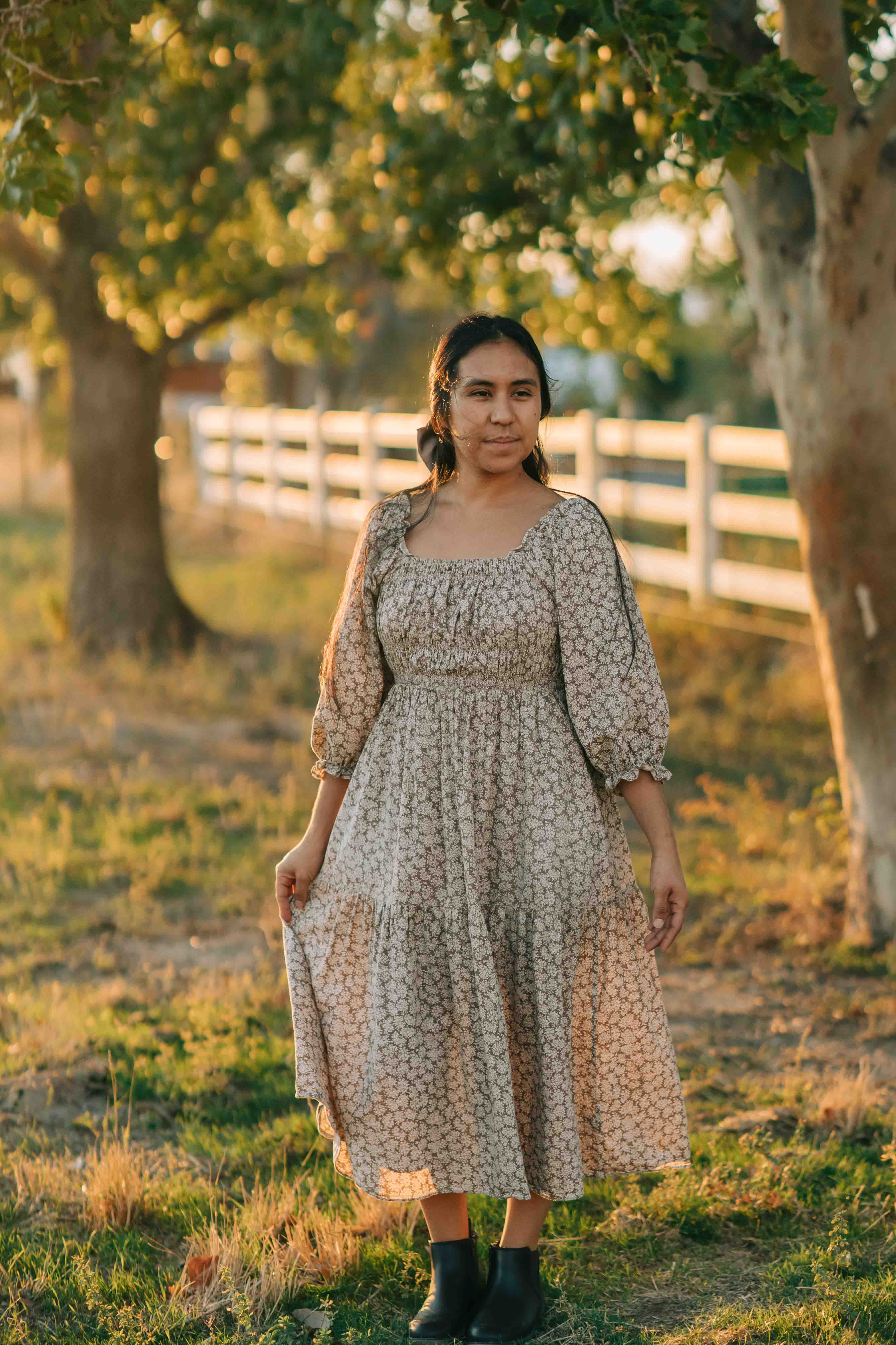 Makelle Dress--brown floral